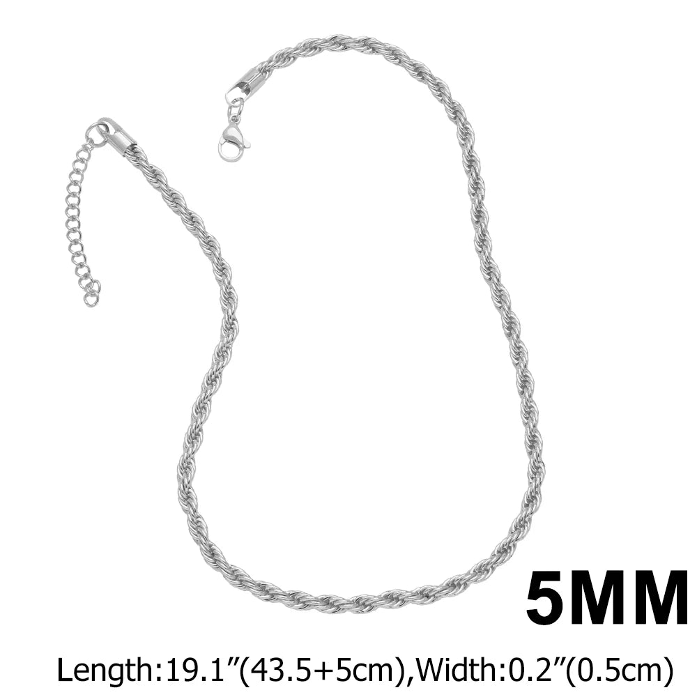 OCESRIO Trendy Gold Color 3/4/5/6mm Twisted Rope Chain Copper Gold Plated Handmade Necklace Chain Jewelry Making Supplies nker31