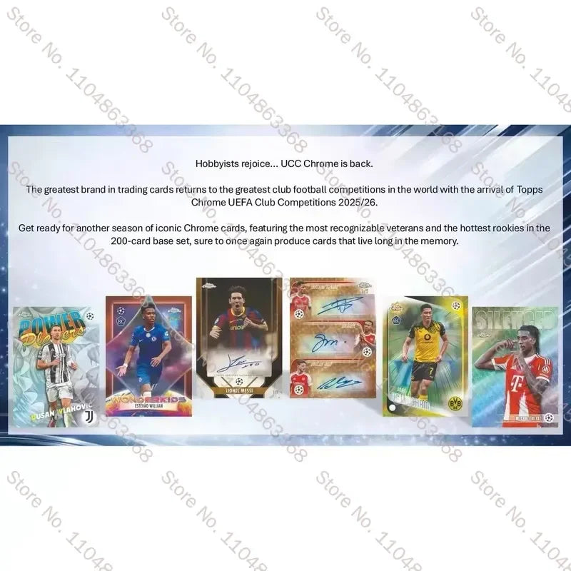 2025-26 Topps Chrome UEFA Club Cards Limited Signature Hanger Box 15 Cards Game Trading Cards Sports Collectibles Hobby Fan Gift