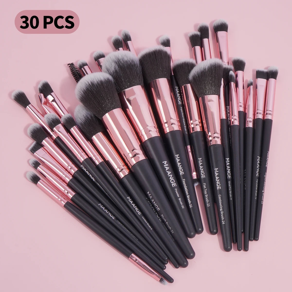 MAANGE 34PCS Makeup Tools Kit 30PCS Foundation Eyeshadow Blush Makeup Brush Cosmetic Makeup Remover Puff Sponge Set with Bag