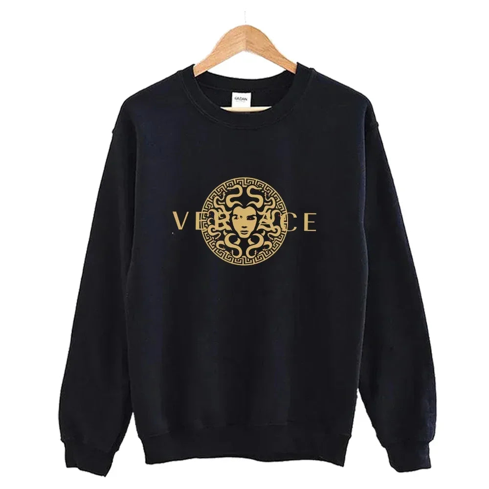 Men's autumn round neck sweatshirt set, luxurious printed simple casual sports set