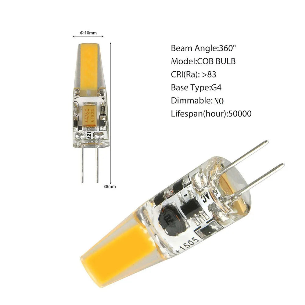 10PCS LED COB Lamp 6W Bulbs Dimmable G4 mini COB AC DC 12V 220V Candle Lights Replace 30W 40W Halogen for Chandelier Spotlight