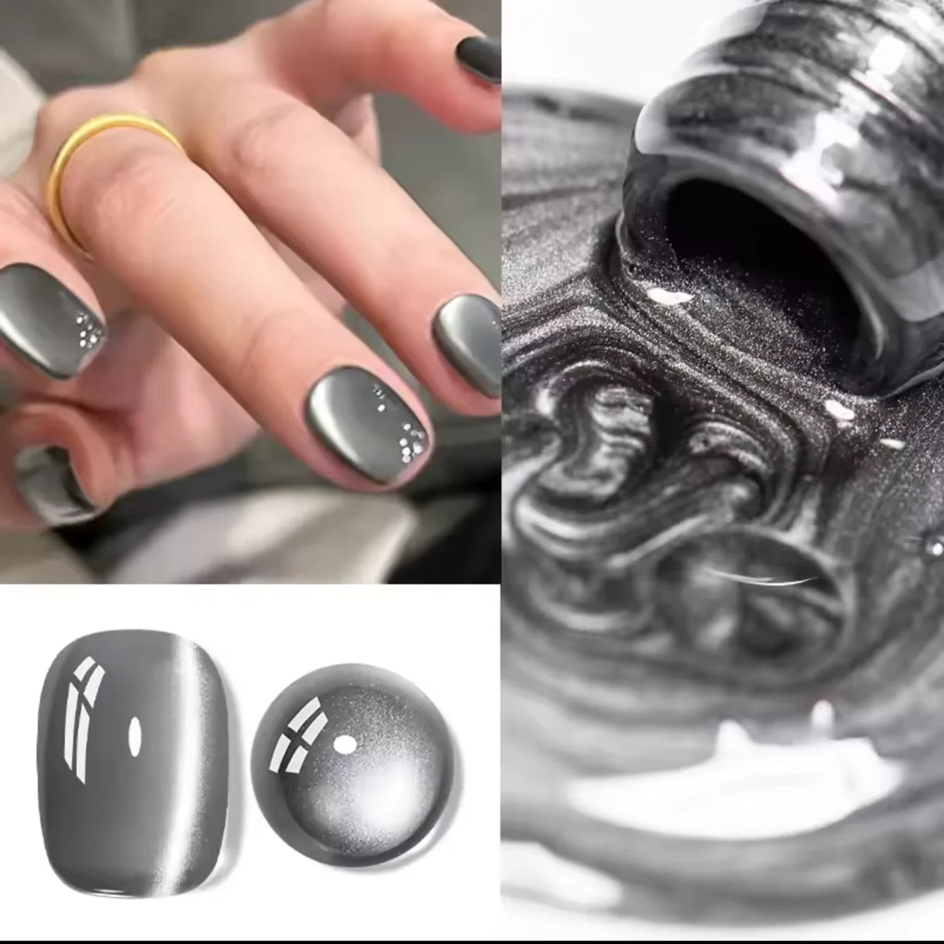 12ML 1-21pcs Toe Selling Whitening Glass Bead Cat Eye Gel Nail Polish Black Nails Nail Art Grey Cat Eye Nail Polish Cute Nails