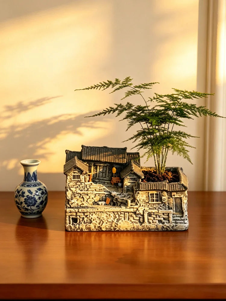 Micro Landscape Decoration Ornament Retro and Nostalgic House Ornament Home Living Room Bedroom Decoration Gift for Friends