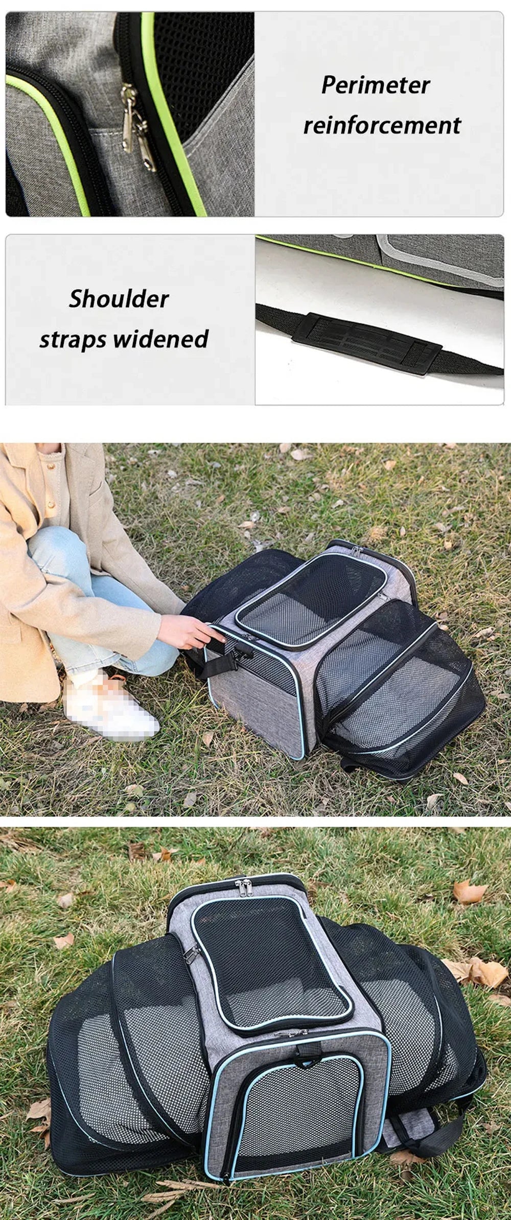 Pet Carriers Bag Portable Breathable Foldable Bag Cat Dog Carrier Bags Outgoing Outdoor Travel Pets Cats Handbag Safety Zippers