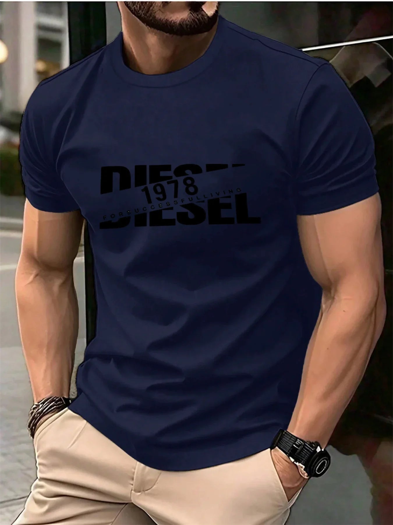 New trendy men's fashion T-shirt, black T-shirt, comfortable summer T-shirt, pure cotton short sleeved T-shirt, 2026 bestseller