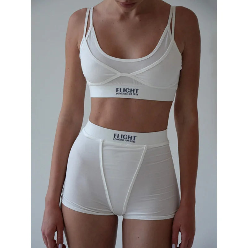 Women's 2-Piece Outfit Set Crop Top And Shorts Matching Sets Cleanfit Style Summer Fashion Suitable for All