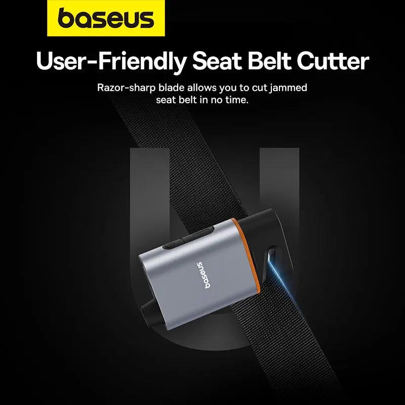 Baseus Car Emergency Safety Hammer 3 in 1 U-shaped Seat Belt Cutter Window Breaker Escape with Emergency Lamp Car Accessories