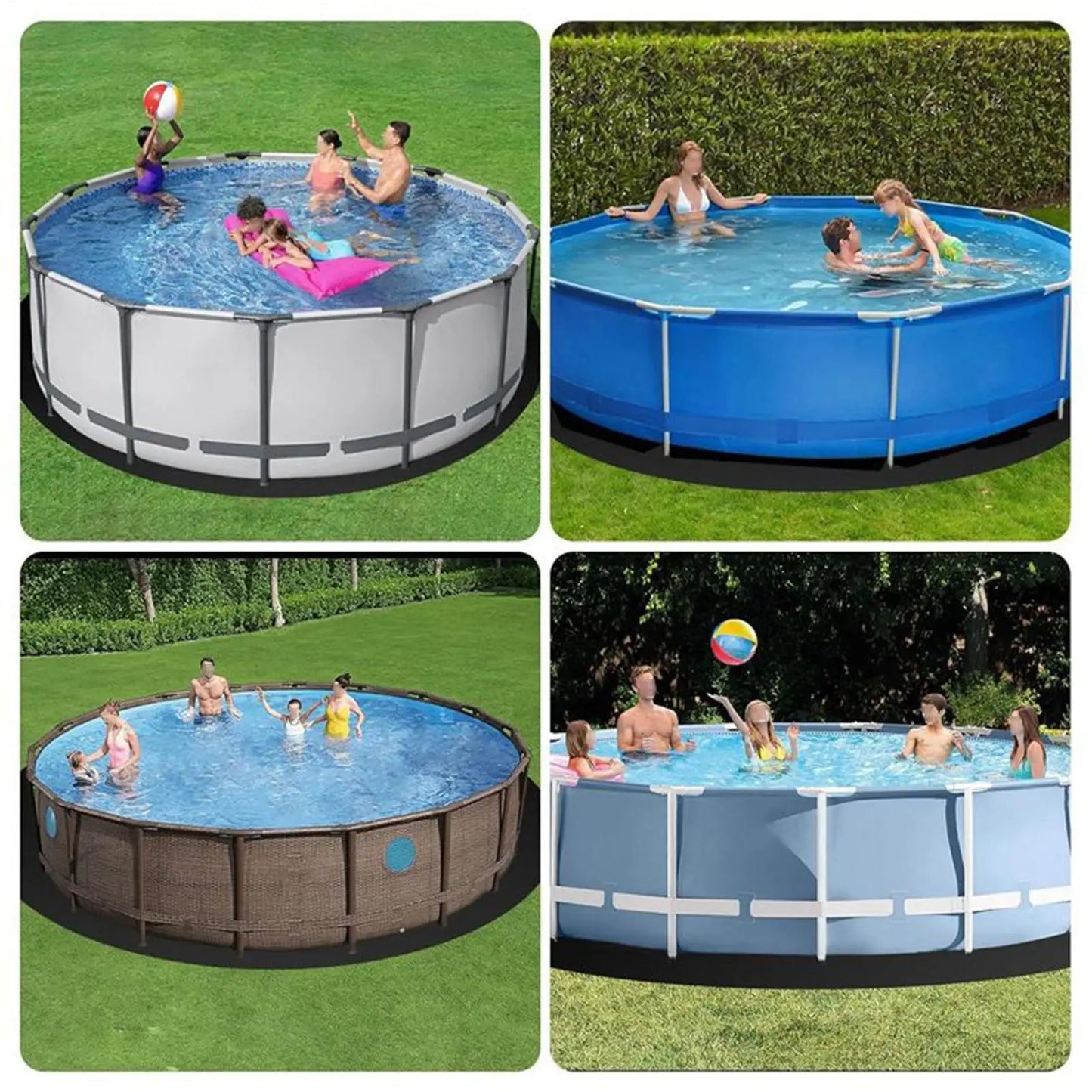 3/2.5M Round Pool Liner Pad Black Protective Pad for Ground Swimming Pools Indoor Outdoor Under Pool Mat Heavy Duty Tarp