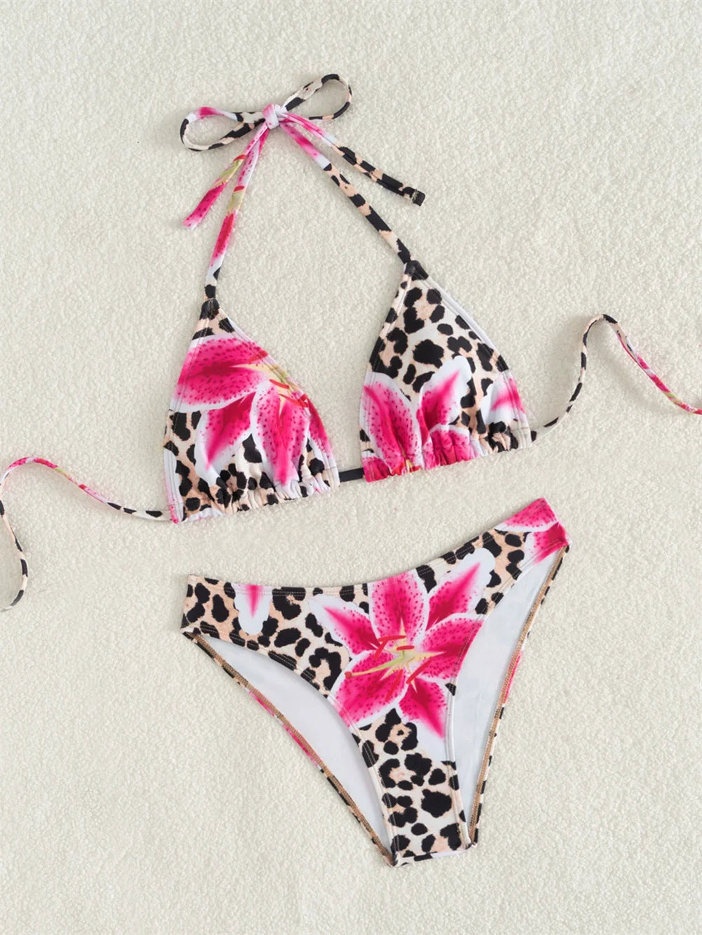2026 New Flower Print Bikini Set Women's High Waist Long Skirt 3 Piece Swimsuit Sexy Mini Triangle Backless Thong Bathing Suit