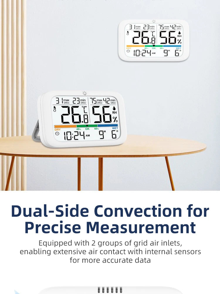 Smart Digital Thermometer and Hygrometer with Backlight Calendar and Time Display High-precision Thermo-Hygrometer for Home