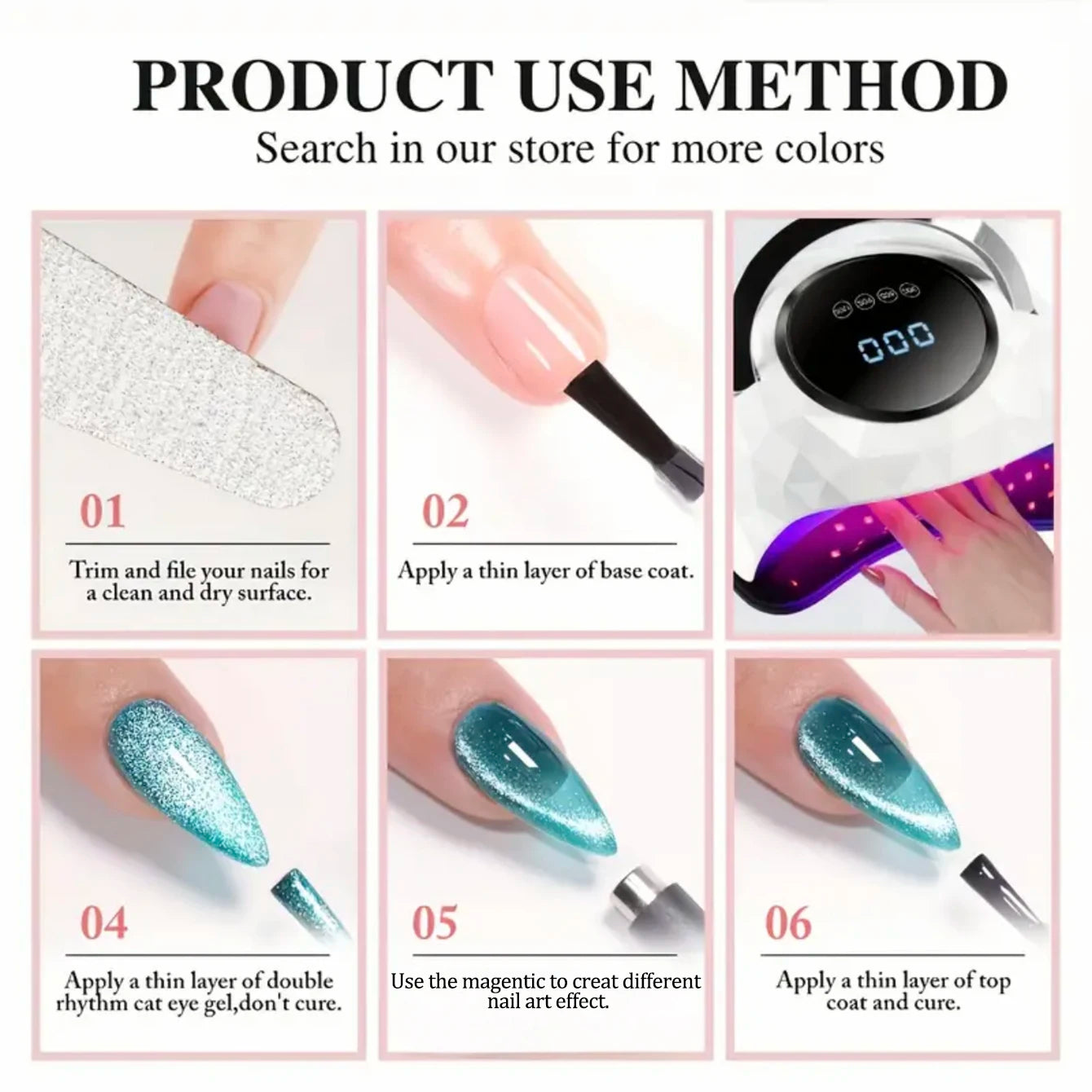 ZH 12ML 12-Color Christmas Red Nails Fiery Sunset Glass Bead Cat Eye Gel Nail Polish Fine Powder Cat Magnetic Gel Nail Salon