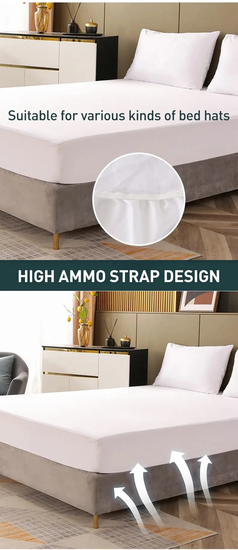 Waterproof Fitted Sheet Bedding Cover Bed Cloth Solid Color Mattress Cover Bed Protector Cover For Bedroom Guest Room