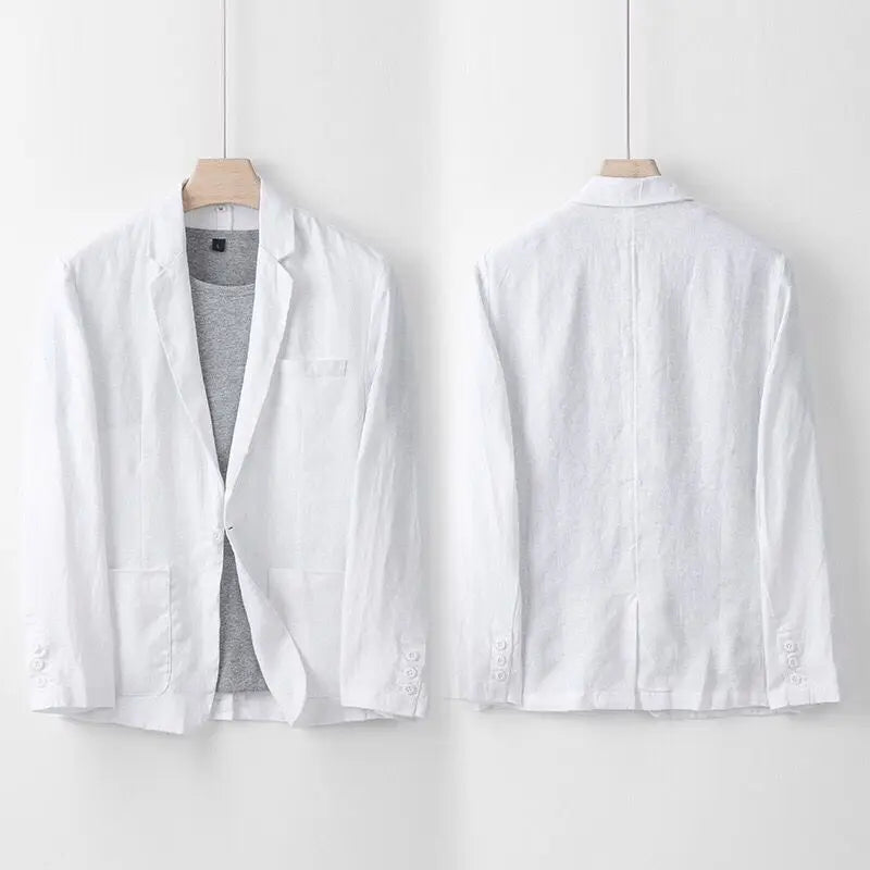 2026Summer Linen Suit Sets Men's Blazers Pants Suit Loose Casual High Street Sunscreen Jackets Long Trousers Set Male Clothes