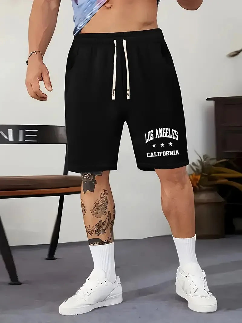 The new men's shorts for summer 2025 are casual sporty soft comfortable and breathable with 3D letter pattern printing