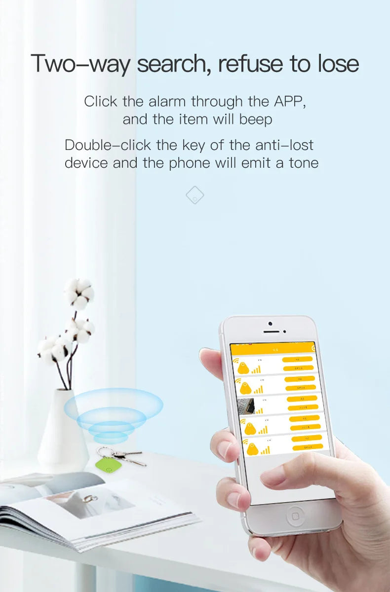 Smart Anti-Lost Bluetooth GPS Tracker Tag Compatible with Android & iOS Locator for Car Keys Pet Finding