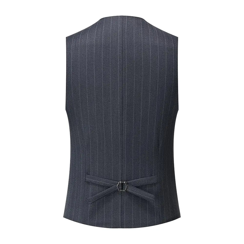 Men's 3-Piece Slim Fit Stripe Suit Blazer Jacket Vest Pants Set | Wedding Tuxedo Formal Business Prom Party US Size XXS-3XL