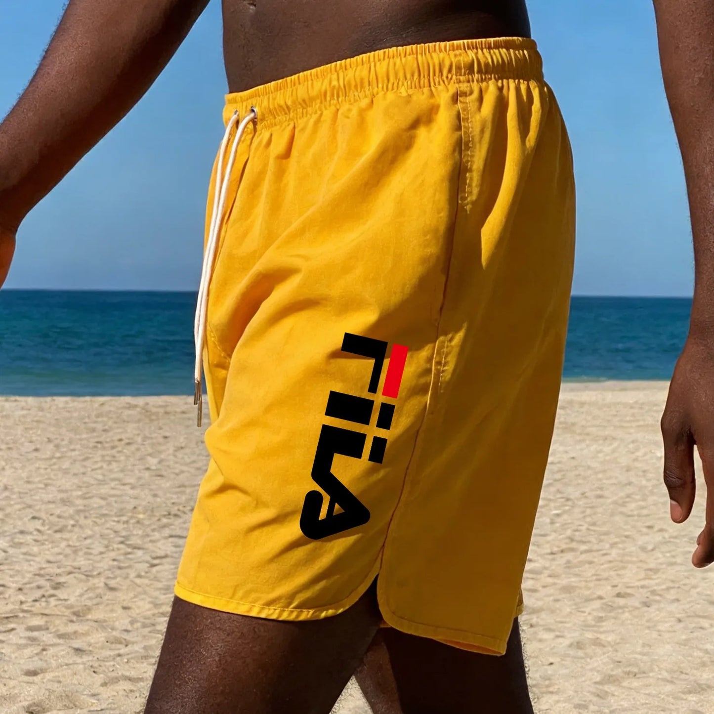 Men's Quick-Dry Beach Pants with Fashion Print, Comfortable Loose-Fit Surfing and Swimming Shorts