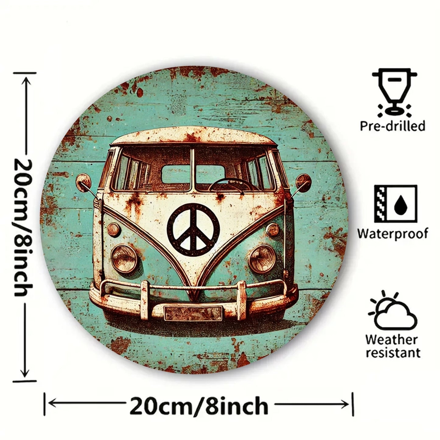 2D 1PC Wooden Disc Green Car Theme Logo 8 Inch Decorative Art Wall Plaque Bedroom Office Decoration