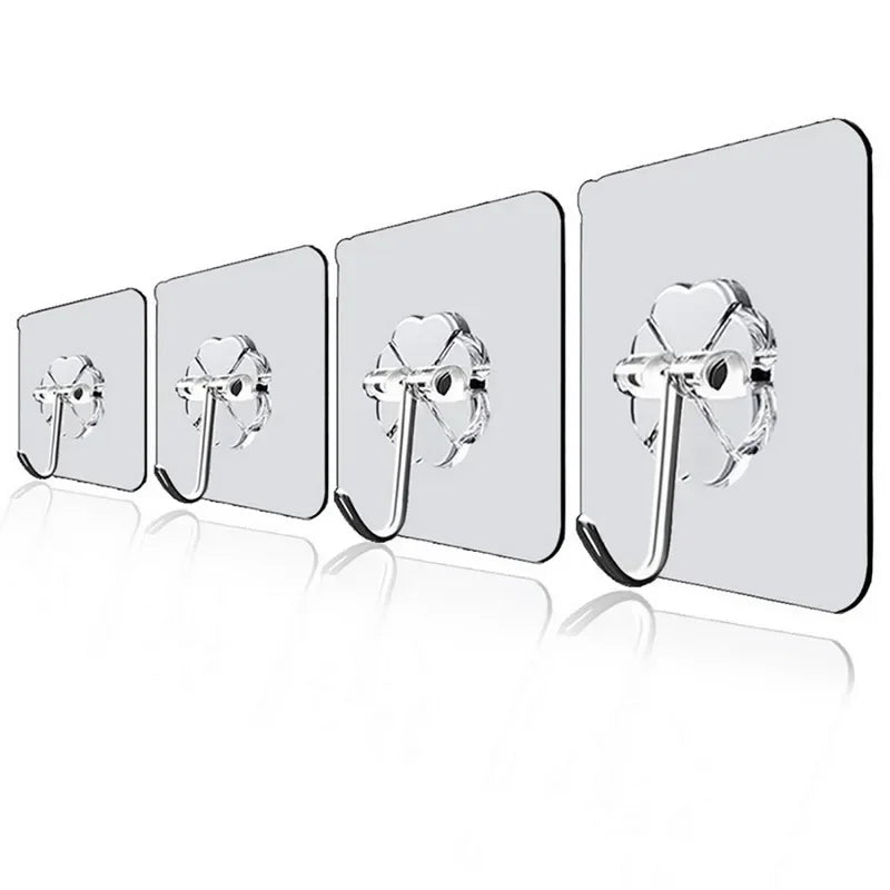 Transparent Self Adhesive Wall Hooks Heavy Duty Multi-Purpose Wall Hook Key Holder Towel Holder For Bathroom Kitchen Accessories