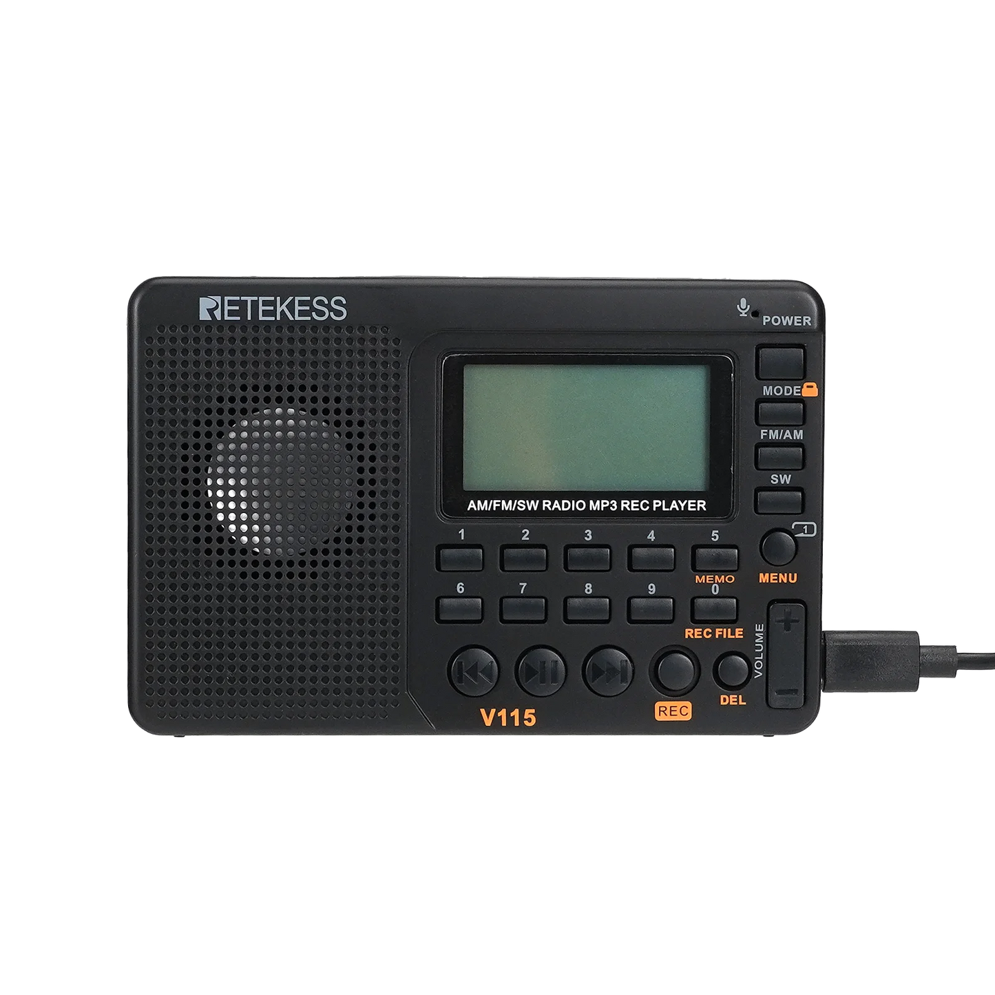 RETEKESS V115 Radio FM AM SW Portable Radios Rechargeable  Radio Batteries multiple bands  USB Recorder Speaker for Elders TX32