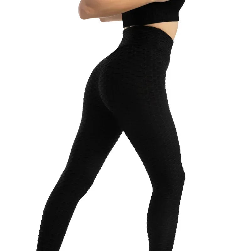 Women High Waist Bubble Leggings Seamless Yoga Leggings High Elastic Hip Liftting Gym Trainning Running Slim Fashion Pants