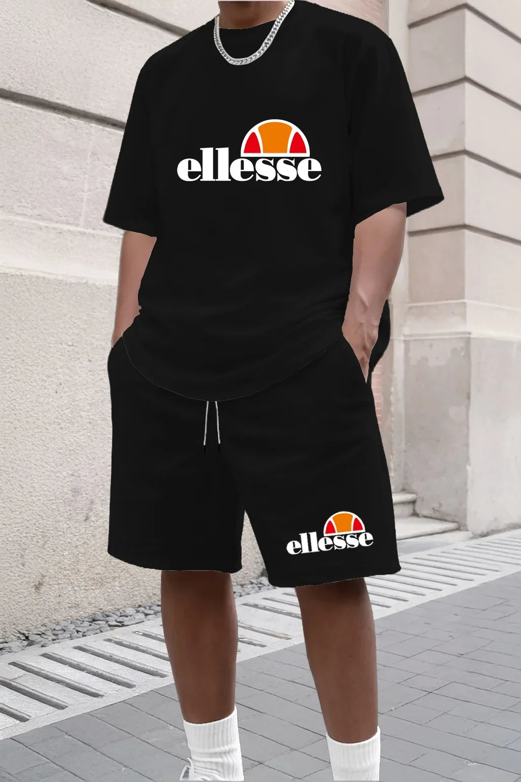 2026 Summer New Men's Fashion Outdoor Sports Set Printed Short Sleeve T-shirt+Shorts Loose Home Leisure Two Piece Set