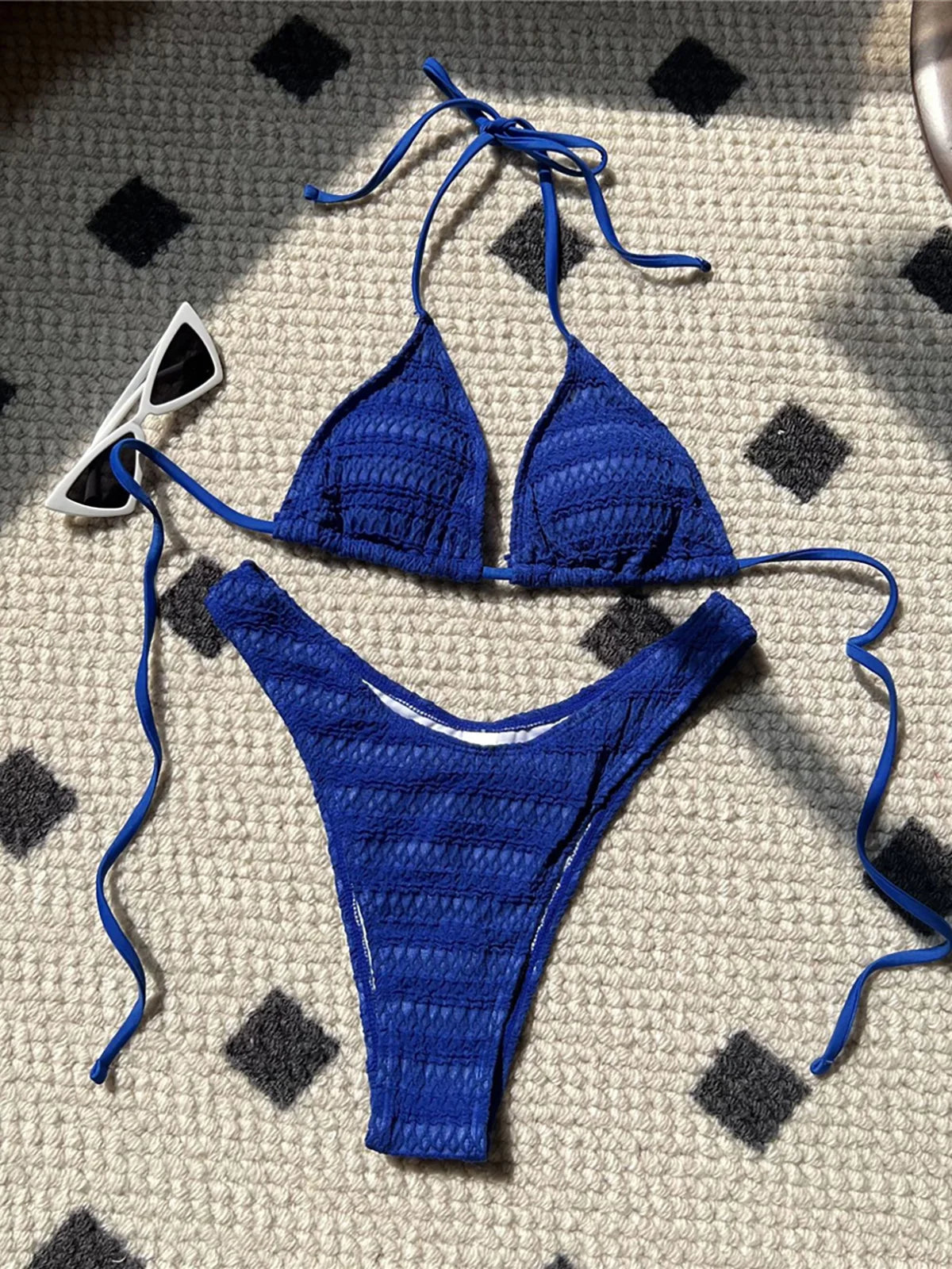 5 Colors Wrinkled Halter Brazilian Bikini Women Swimwear Female Swimsuit Two-pieces Bikini set Bather Bathing Suit Swim K5470