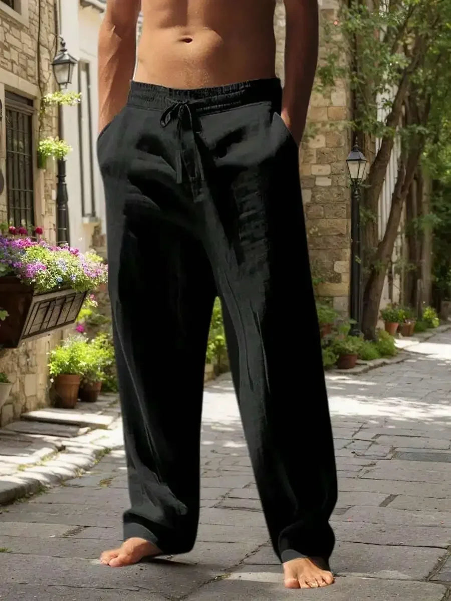 Men's Linen Wide Leg Casual Pants Are Loose Fitting, Breathable And Comfortable, Suitable For All Seasons And Versatile