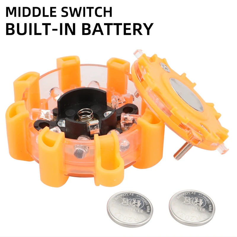8Led Flares Emergency Lights Roadside Safety Beacon Disc Flashing Warning Flare Kit With Magnetic Roadside Warning Flasher