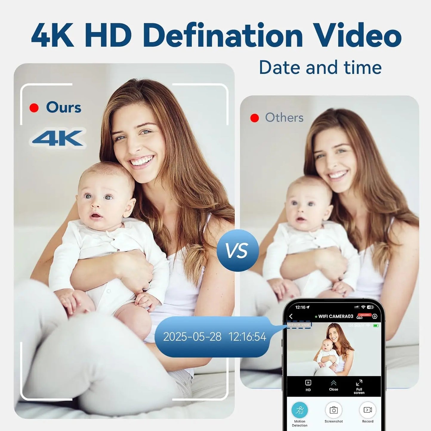 4K Security Camera WiFi Wireless Monitor Remote Motion Detecting Camcorders Security Protection Indoor Surveillance 2026 NEW