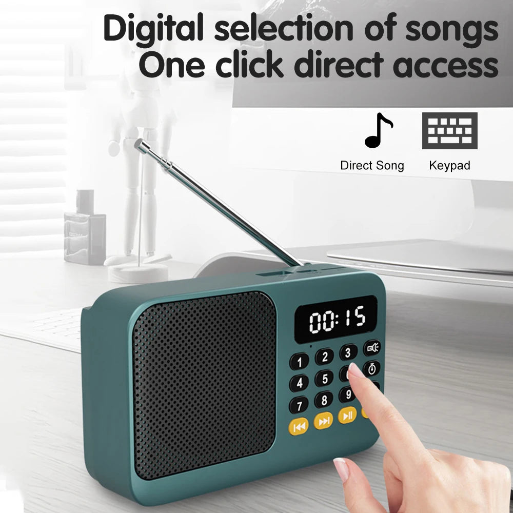 Bluetooth 5.0 Portable FM Radio Small Emergency Recargable Sound Box Mini Vintage Speaker Mp3 Player Support TF Card USB Drive