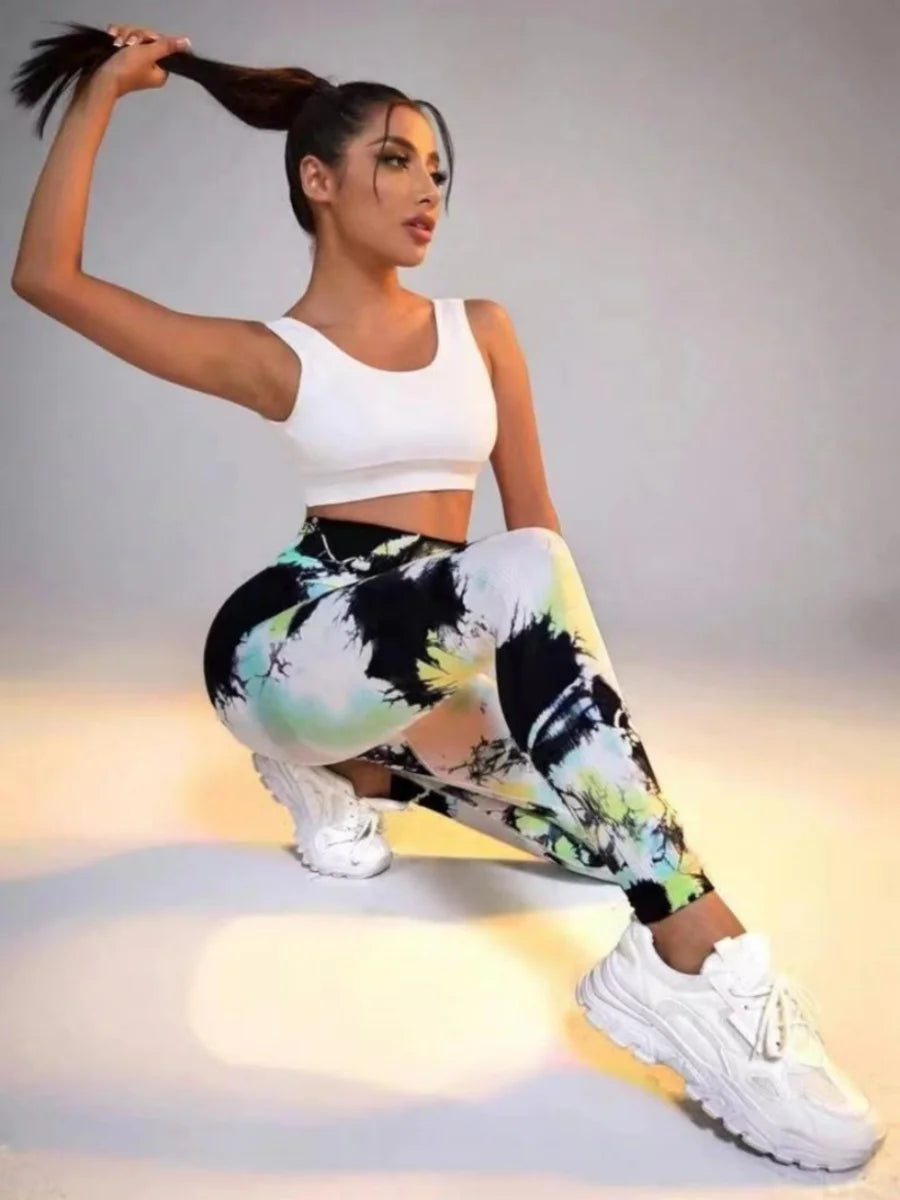 New 3D Print Tie Dye Sports Pants Women Seamless  Leggings High Waist Fitness Push Up Leggings Gym Clothing Workout Tights