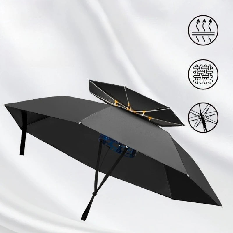 Head Mounted Fishing Umbrella Cap Multi functional Outdoor Sunshade Head Umbrella Cap Adult Sunny and Rainy Umbrella