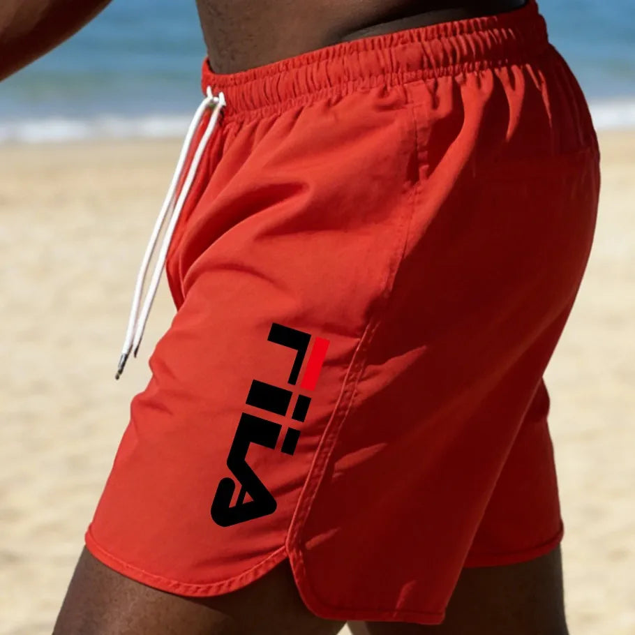 Men's Quick-Dry Beach Pants with Fashion Print, Comfortable Loose-Fit Surfing and Swimming Shorts