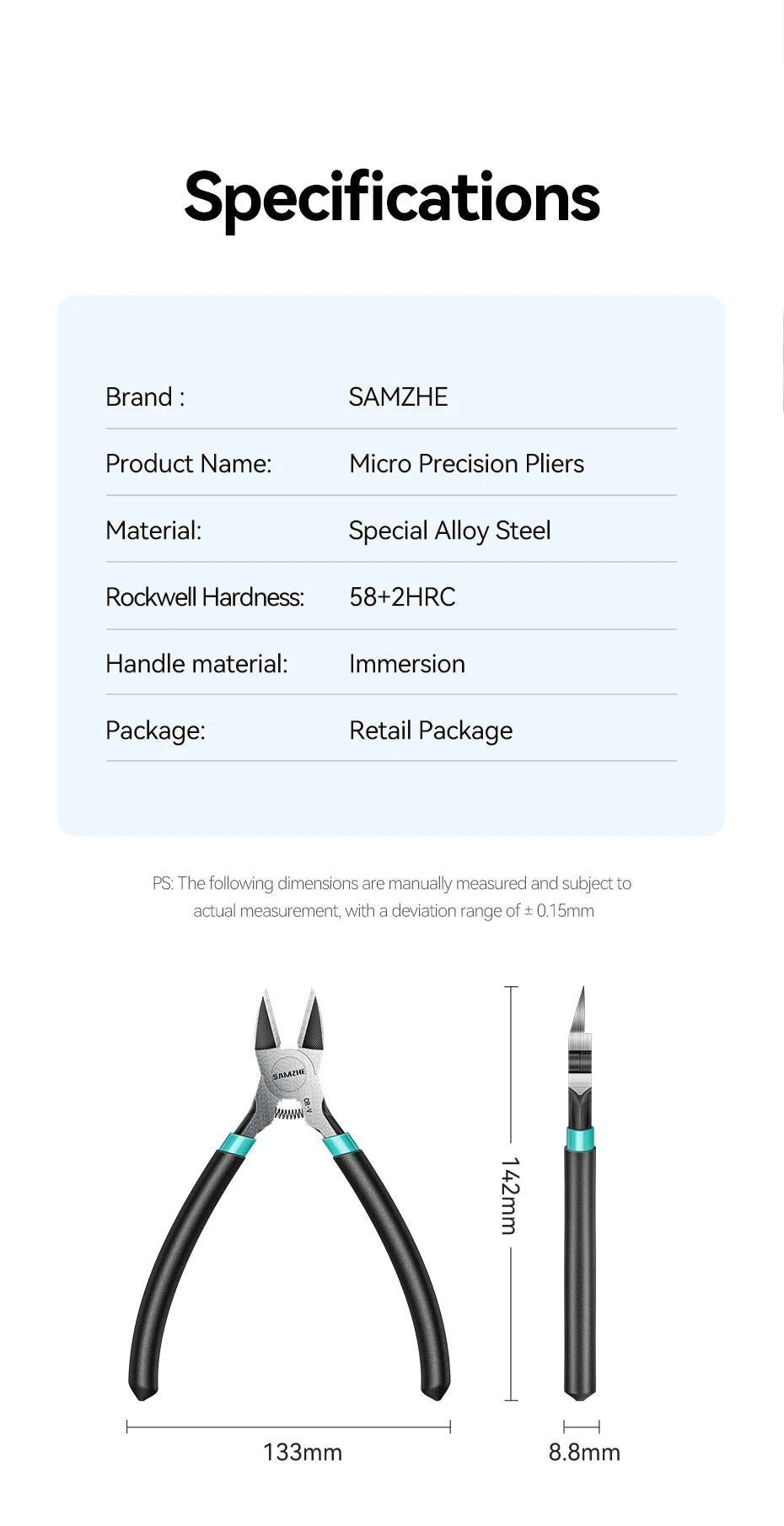 SAMZHE Pliers Multi Functional Tools Electrical Wire Cable Cutters Cutting Side Snips Flush Stainless Steel Nipper Hand Tools