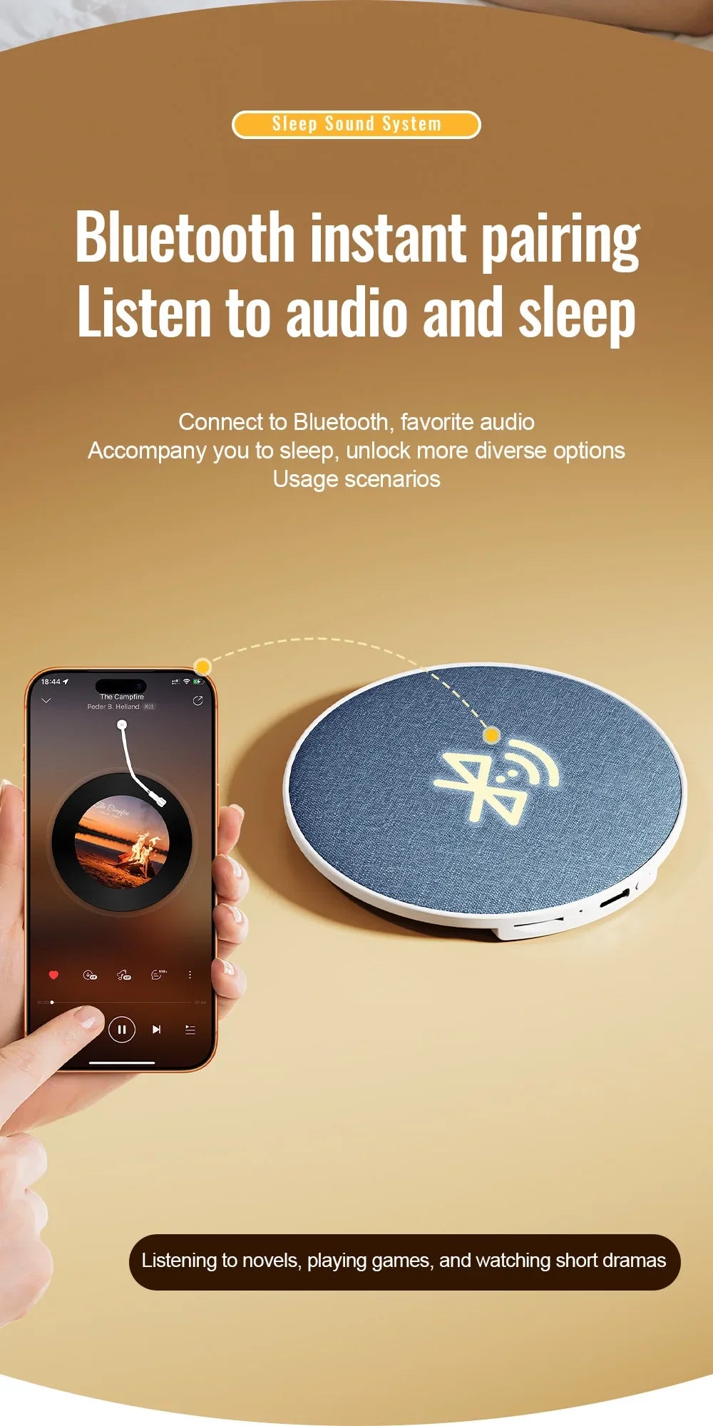 Under Pillow Sleep Speaker Ultra Slim HiFi Noise Reduction Bone Conduction Sound Machine for Deep Sleep Relaxation 2026 New ﻿