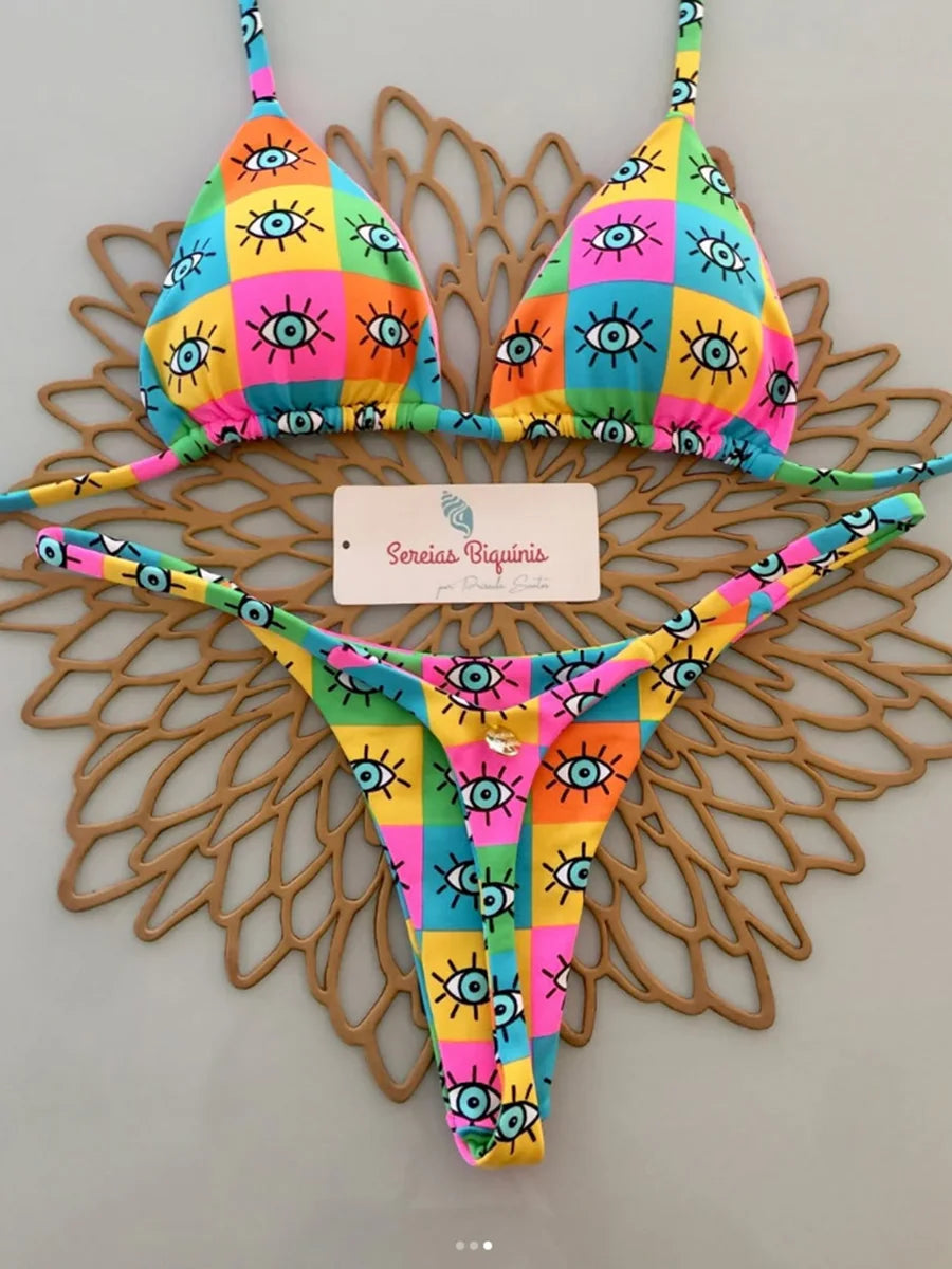 Push Up Bikini 2026 Sexy Women Swimsuit Female Swimwear Micro Bikini Set Bandeau Swimming Suit Beachwear Print Brazilian Biquini