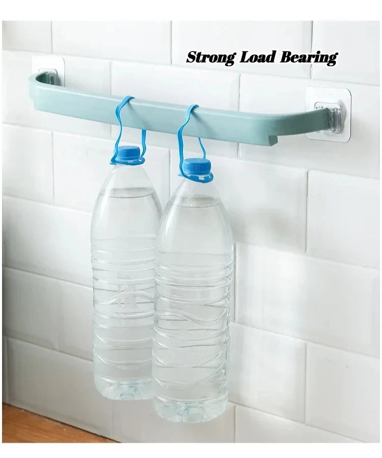 Adhesive Towel Rack for Bathroom Towel Bar Bath Shelf Wall Mounted Towel Hanger Toilet Suction Cup Holder Kitchen Organizer