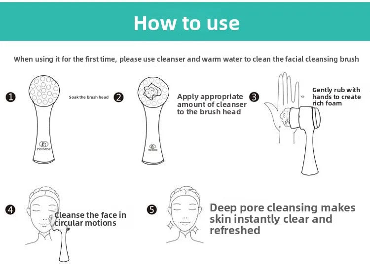 Facial Cleansing Brush–Deep Cleaning,Suppress Fine Lines,Silicone Bristles,Ergonomic Handle,Eco-Friendly,Portable Face Scrubber
