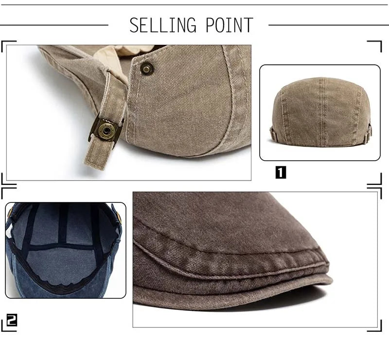 Hot sale Vintage Painter Beret Unisex Fashion Flat Visor Cap Casual Autumn Retro Cotton Solid Newsboy Hat Summer Adjustable