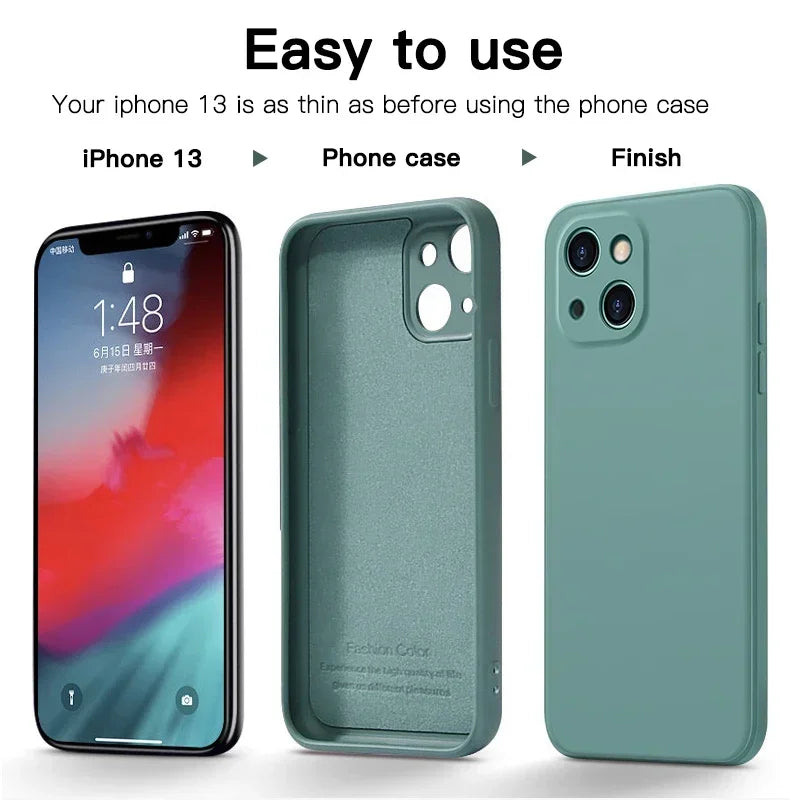 Original Liquid Silicone Phone Case For iPhone 17 16 15 14 13 11 12 15 Pro Max Mini X XR XS 7 8 Shockproof Back Cover