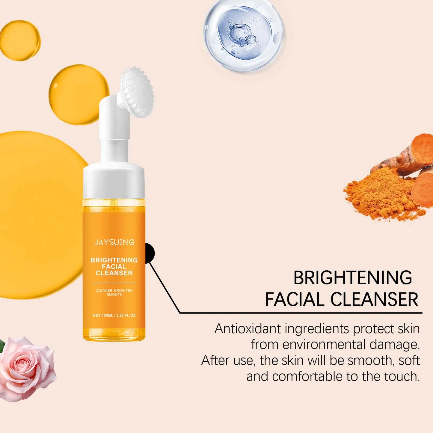 Turmeric Deep Cleansing Cleanser Exfoliate Reduce Facial Dirt Gentle Oil Control Nourish Skin Massage Moisturizing Face Cleanser