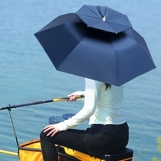 Head Mounted Fishing Umbrella Cap Multi functional Outdoor Sunshade Head Umbrella Cap Adult Sunny and Rainy Umbrella