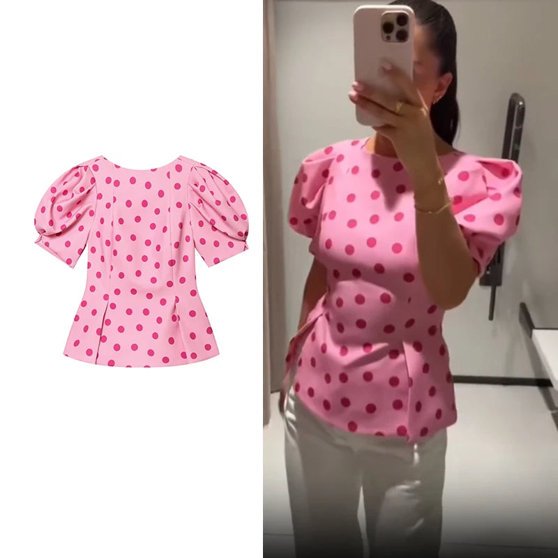 Summer Women's New Shirts 2026 New Elegant Women's Polka-Dot Blouses Chic Summer Street Travel Joker Fashion Shirts Tops