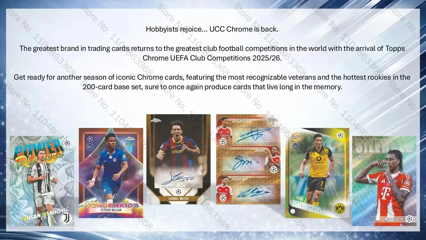 2025-26 Topps Chrome UEFA Club Cards Limited Signature Hanger Box 15 Cards Game Trading Cards Sports Collectibles Hobby Fan Gift